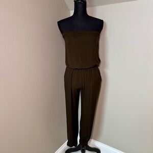 Aritzia‎ Sunday Best Tabata Jumper Strapless Jumpsuit Olive Green Small EUC